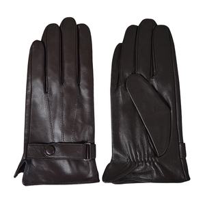 Gants en cuir d'hiver Gants de conduite en cuir de mouton coupe-vent pour hommes Gants de moto en cuir classiques - Product Image 6
