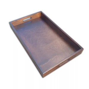 Bandeja para servir alimentos de Diseño Popular Mango de metal de color natural Bandeja para servir de madera de acacia de alta calidad. - Product Image 2