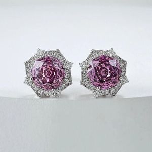 Premium <b>Purple</b> Round Cut Lab Grown Diamond Earring With 925 Marked Silver IGI Certified Casual Wear American Diamond - Product Image 1