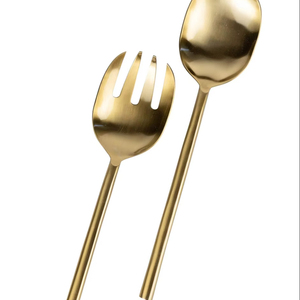 Metal <b>Gold</b> <b>Serving</b> <b>Spoon</b> & Fork for Home Hotel & Restaurant Use in Best Quality From India - Product Image 5