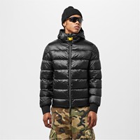Chaqueta Acolchada Brillante para Hombre, Nueva Colección 2025, Chaqueta de Invierno Cálida con Capucha, Negra