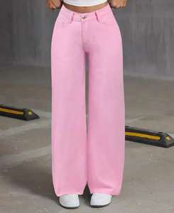 2025 vaquero de pierna ancha de cintura alta de alta calidad para mujer, elegante, cómodo, diseño rasgado, transpirable, a la moda, con parte delantera incluida - Product Image 3