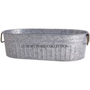 Multi-use <b>Galvanized</b> Garden Plant <b>Tub</b> for Planting Storage and Decorative Purposes in Home and Garden with Handle - Product Image 1
