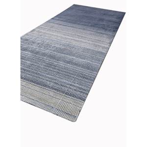 <b>Jean</b> Blue Striped Classic Hand Loom Wool Viscose Rug 10mm Jacquard Technique Rectangular Hallway for Teen Home Decor-Hwv-51020 - Product Image 2