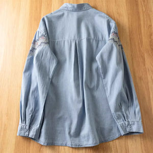 Chemise en jean pour femmes, vente en gros, streetwear, hauts décontractés pour toutes les saisons, respirant, design simple - Product Image 2