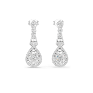 Boucles d'oreilles pendantes en diamant de laboratoire 1,296 CT, clarté VVS-VS EF, taille poire et ronde, or 18 carats, 14 carats, 10 carats et argent 925, rose, jaune - Product Image 6