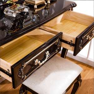 Tocador de Maquillaje Independiente de Madera de Teca Maciza de Estilo Europeo Moderno de Mediados de Siglo, Hecho a Mano, Ecológico, con Marco de Hierro, 2 Cajones, Elegante - Product Image 2