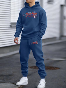 Conjunto Deportivo de Sudadera con Capucha y Pantalones de Forro Polar para Hombre, Diseño Otoño-Invierno, Estilo Brooklyn, Nueva York, 07, Suave, Cómodo, Informal - Product Image 4
