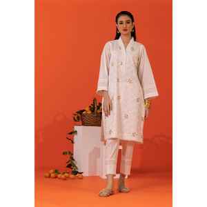 Chemise en coton cambric brodée à manches trois-quarts et pantalon teint - KST-43094 - Product Image 1