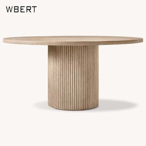 Wbert Bắc Âu wabi-sabi bàn gỗ rắn tròn hiện đại đơn giản màu nâu bàn ăn pháp retro bàn tròn - Product Image 5