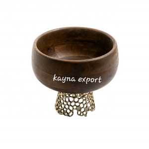 Cuenco de madera con miel Combo Gold Platted Stand Nueva colección Frutero Comedor y decoración de mesa de fiesta de boda Cuenco de lujo - Product Image 1