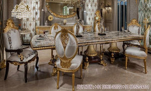 Conjunto de muebles italianos tallados a mano para comedor, conjunto de comedor de madera de teca de estilo antiguo, mesa de comedor de madera sólida de lujo, color negro - Product Image 2