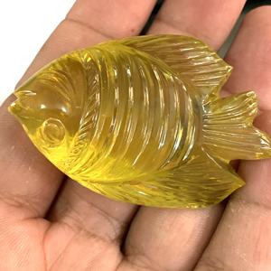Pierre de Quartz jaune sculpture poisson pierres précieuses en vrac pierres précieuses naturelles pierres de Quartz sculpture forme de poisson Quartz jaune - Product Image 1