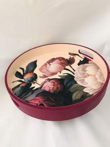 Plateau de service ovale en bois tendance de luxe, peint à la main avec des points, décoration artistique, plateau de cuisine, plateau de table basse, cadeau, décoration de la maison - Product Image 5