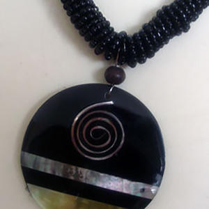 Collar de Conchas Negras, Joyería de Conchas Marinas, Forma Redonda, Piedra Principal para Regalo - Product Image 2