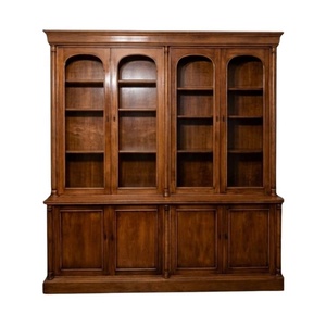Traditional <b>Wooden</b> <b>Bookcase</b> with Glass Doors and Storage Cabinet for Living Room Home Furniture Antique Kitchen Cabinet - Product Image 5