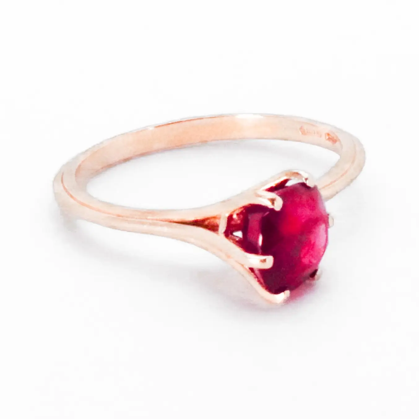 Made in Italy Fine Jewelry 2 32 cts Heated Fine Burma Ruby 18kt Rose Gold Stackable Asymmetrical Fantasy Ethereal Cocktail Ring