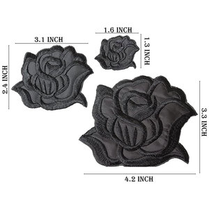 Tamaños personalizados Proveedor a granel Parches bordados de corazón de Rosa Negra Tela de chenilla de alta calidad hecha a mano para sombreros de ropa - Product Image 2