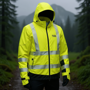 ELKA RAINWEAR VISIBLE XTREME High-Visibility Yellow/Black Softshell Jacket Optimal Visibility <b>Raincoat</b> - Product Image 3