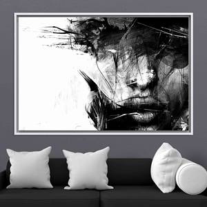 Impression sur toile abstraite de femme : Art mural minimaliste noir et blanc, TOILE ENCADRÉE BLANCHE - Product Image 1