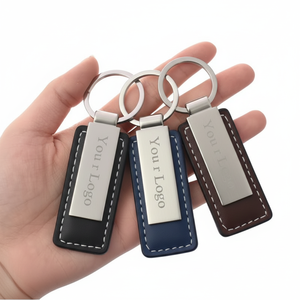 Custom Wholesale PU Leather Keychain Blanks with Personalized LOGO Luxury Accessories Keyring for Mini Bag Car Promotional Gift
