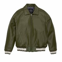 Veste en cuir véritable pour hommes Noir Flight Bomber American Jacket Varsity