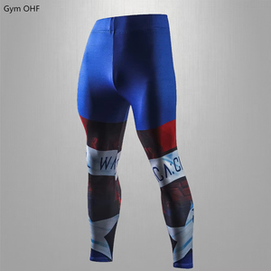 Collants de compression en coton pour hommes, leggings imprimés pour la musculation et la course, avec fermeture à la taille élastique - Product Image 4