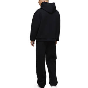 Sudadera con Capucha para Hombre, Negra, Gruesa, de Algodón y Felpa, Corte Holgado, Lisa, para Producción al por Mayor - Product Image 2