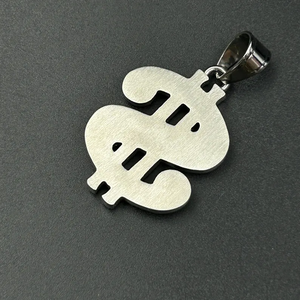 Colgante de signo de dólar de lujo Iced Out Silver Tone Hip Hop Style para hombres y mujeres - Product Image 4