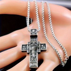 Kalung Liontin Salib Baja Tahan Karat 316L Polesan Tinggi Rantai Panjang untuk Pria, Pemasok Label Pribadi untuk Toko Hadiah Fashion - Product Image 3