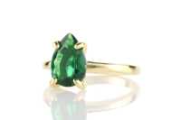 Bijoux de pierre de naissance de mai plaqué or 18 carats en argent sterling 925 massif véritable émeraude verte poire facettes pierres précieuses bagues solitaires