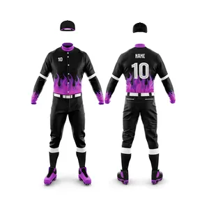 Beste Qualität Benutzer definierte Baseball Jersey Uniform Design Sublimierte Jugend Button Down Softball Baseball Uniform