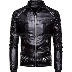 เสื้อแจ็กเก็ตหนังแฟชั่นใหม่สำหรับผู้ชายเสื้อแจ็คเก็ตหนังกันลมราคาสมเหตุสมผลบริการ OEM ใส่สบาย - Product Image 2