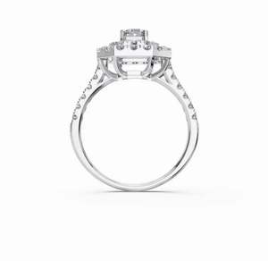 Bague Halo pour Femme en Argent Sterling avec Moissanite et Diamants, Sertissage Canal, pour Mariages, Fêtes, Anniversaires - Disponible en Gros - Product Image 4