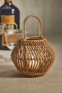 Linternas de ratán naturales Retro tejidas a mano, linternas decorativas, portavelas, mesa de cena, luz colgante - Product Image 2