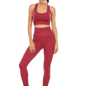 Ensemble de yoga pour femmes de haute qualité, marque privée - Couleurs et logo personnalisés, taille plus, 2 pièces, élasthanne/polyester, prix bas - Product Image 1