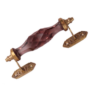 อุปกรณ์ฮาร์ดแวร์ทองเหลืองกระจกสีม่วงเข้มคริสตัลดีไซน์ทันสมัยสำหรับตู้ลิ้นชักตู้เสื้อผ้าห้องนอนห้องครัว - Product Image 1