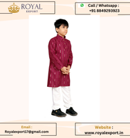 Desi Look Séquence Brodé Doux Coton Festif Porter Enfant Kurta Payjama