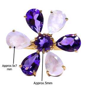 Anillo Budista Tibetano para mujer, Plata de Ley 925, estilo clásico, amatista, arcoíris blanco, piedra lunar, chapado en oro para bodas - Product Image 5