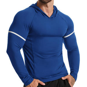 Sweat-shirt à capuche pour homme, automne, motif uni, compression, tissu tricoté, logo personnalisé, manches - Product Image 2