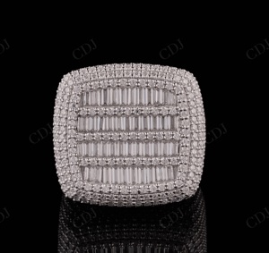 Bague Hip Hop entièrement sertie de diamants Moissanite VVS taille baguette en argent sterling 925, fabricant et fournisseur, New York, États-Unis, GRA - Product Image 1