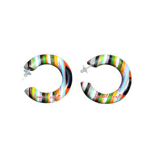 Pendientes de aro hechos a mano multicolor con efecto mármol, joyería de estilo Vintage para mujer, accesorio de moda ligero y audaz - Product Image 1