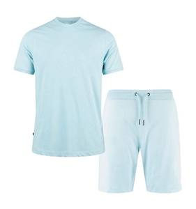 Ensemble de t-shirts et shorts coupe ajustée en coton peigné à séchage rapide pour hommes Twinset avec col rond manches courtes pour l'été solide et léger - Product Image 5
