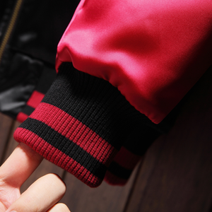 เสื้อแจ็คเก็ตซูคาจันลายคิทสึเนะเก้าหางสีแดง  แบบปะติดปะต่อ สไตล์ฮิปฮอป  สำหรับฤดูใบไม้ผลิ  บางเบา  ของที่ระลึก  พร้อมบริการเคลือบผิวแบบ OEM - Product Image 5