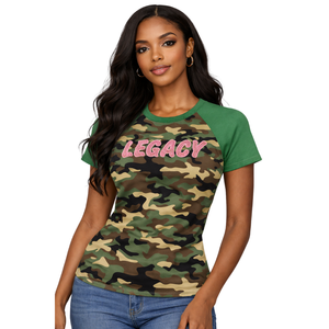 08 Legacy <b>Raglan</b> <b>Sleeve</b> <b>T</b> <b>Shirt</b> Greek Sorority Apparel Womens Pink Green College Sisterhood Stylish Casual Summer Diamonds - Product Image 5