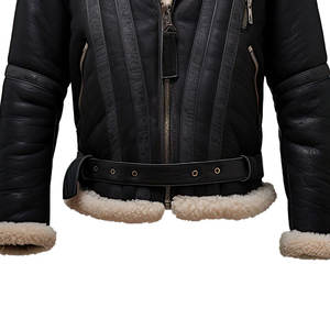 Wholesale Breathable Hooded Cotton Lined Canvas Sheepskin Leather <b>Sherpa</b> Jacket for Men Custom Design High Quality Winter Use - Product Image 4