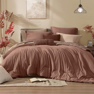 Full <b>Size</b> Comforter Set, Terracotta <b>Bedding</b> Comforter Sets Full 7 Pieces with Comforter, <b>Sheets</b>, Pillowcases & Shams - Product Image 1