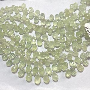 Cuentas de Briolette en Forma de Gota de Pera Facetada de Prehnita Verde Natural Calidad AAA 8-11MM Piedra Preciosa al por mayor para Suministros de Cuentas - Product Image 1