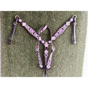 Top Quality Breathable Headstall Breast Collar Leather and <b>Brass</b> Fitting Headstall Lightweight Western Leather Headstall - Product Image 6