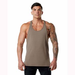 Camisetas sin mangas de algodón 100% para hombre, ajuste relajado, que absorbe el sudor, transpirable, escote de corte bajo, espalda cruzada abierta, Mocha con dobladillo escalonado - Product Image 6